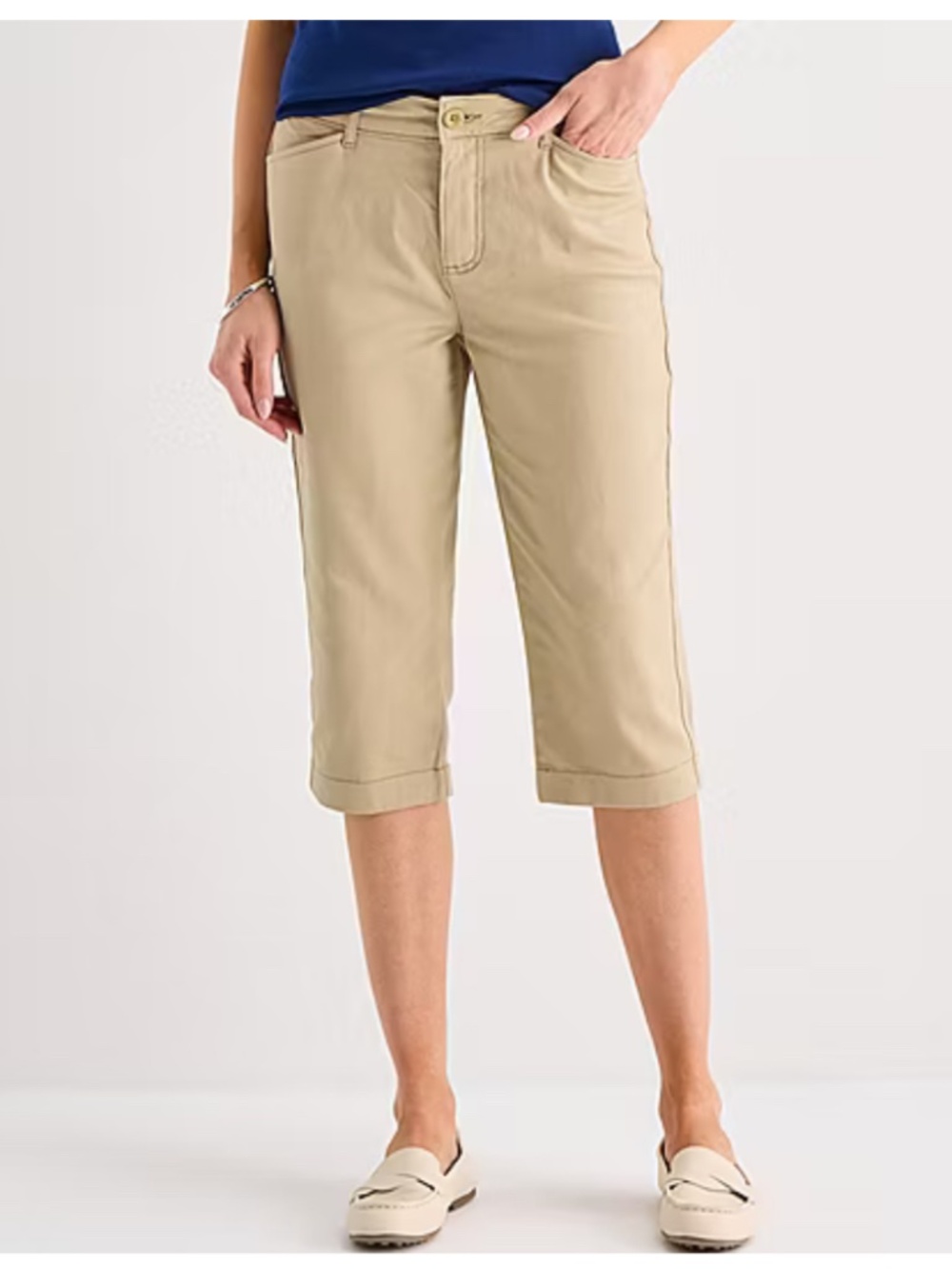 St. John's Bay Secretly Slender Capris NWT Biscotti Beige